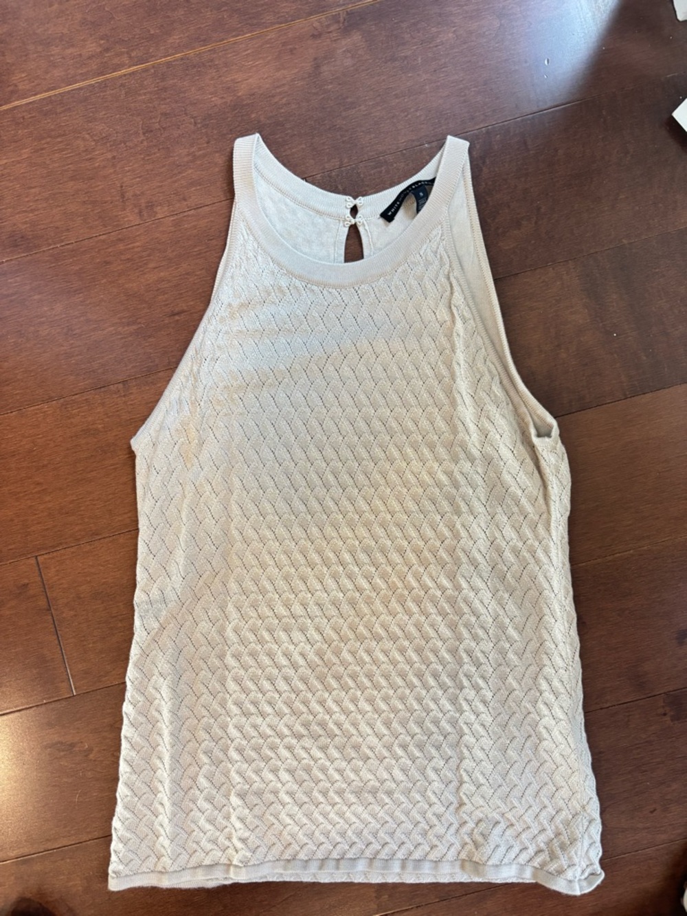 White House Black Market Cream Textured Knit Tank fully lined